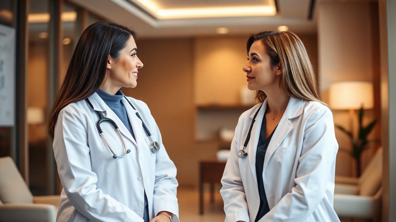 Endocrinologist consulting with Hashimoto's disease patient about treatment options